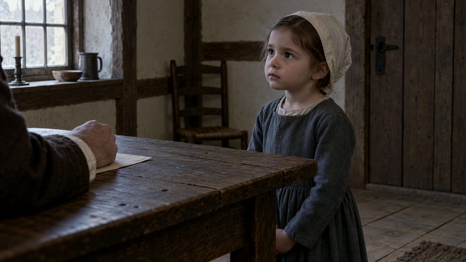 A reconstructed scene of Dorothy Good in a seventeenth-century room